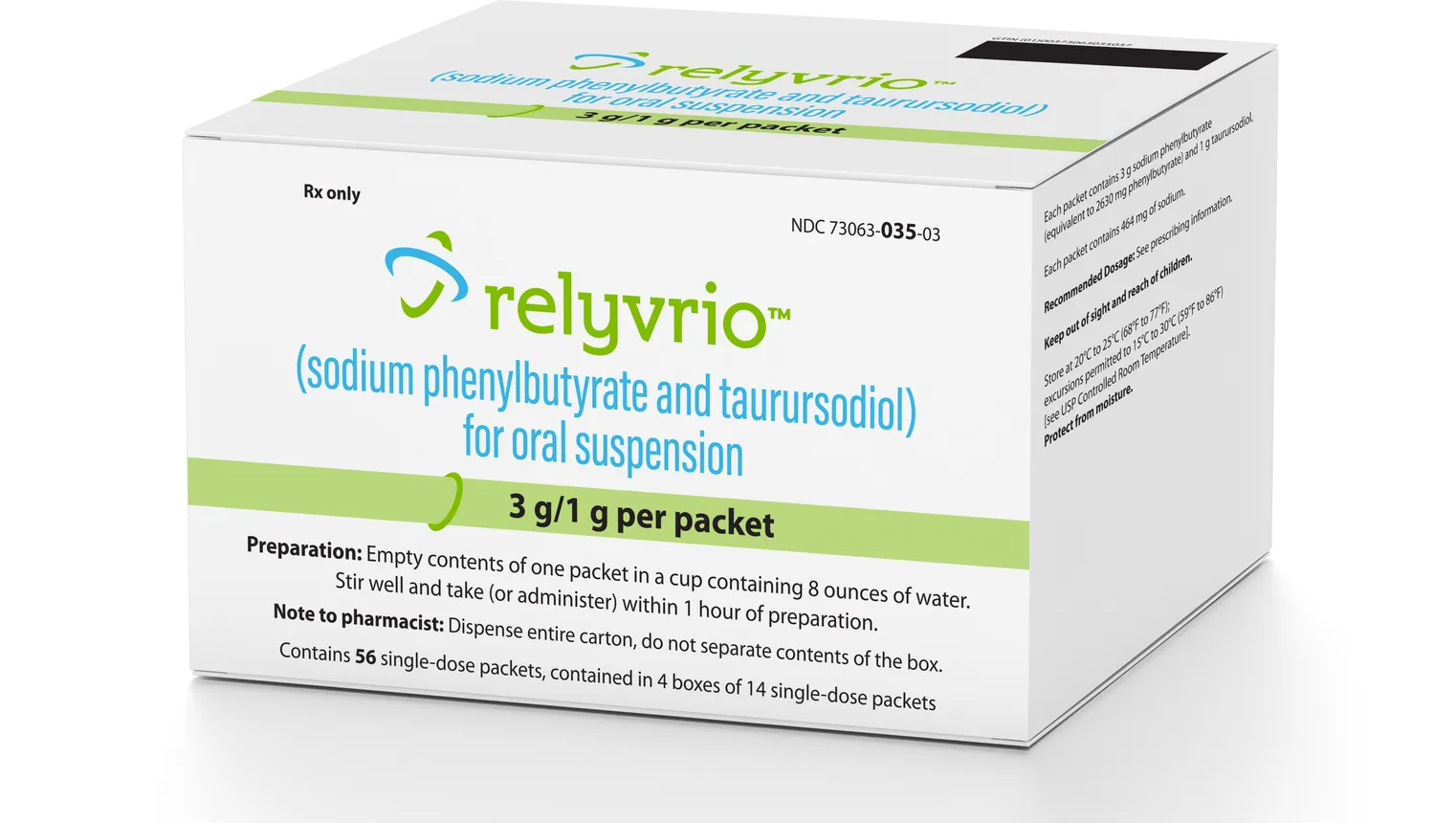 A photograph of a box of Amylyx Pharmaceuticals' ALS medicine Relyvrio